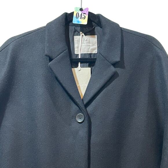 Everlane The Italian ReWool Cocoon Coat Heathered Black Women 12 NWT Button - Picture 6 of 11